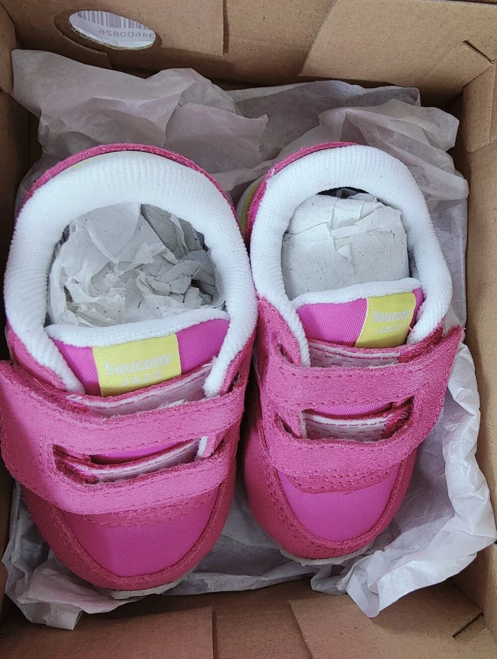NIB Saucony Baby Jazz Hook & Loop Pink Lime Sneakers, Sz 4